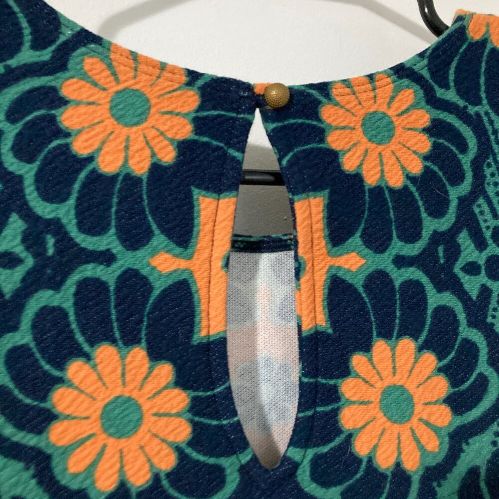Anthropologie Orange Green Floral Mini Dress - Picture 11 of 14